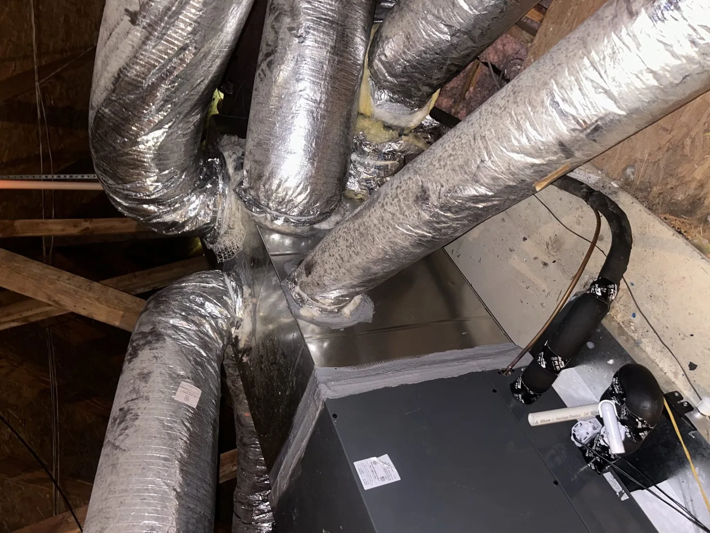 New insulated duct runs off a plenum